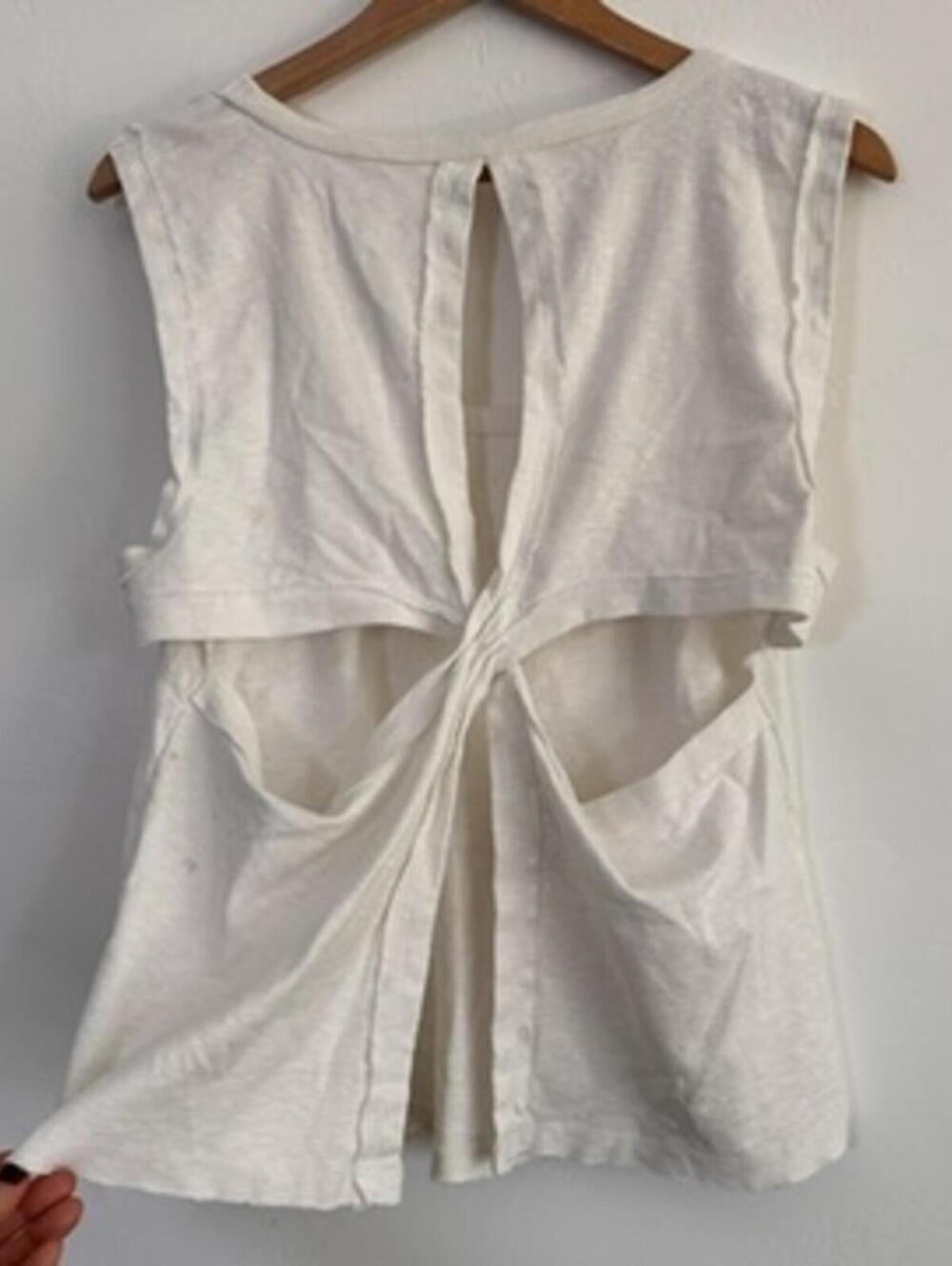 Pilcro Anthropologie White Cream‎ Twisted Tank Top Size Large